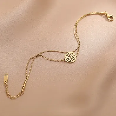 Titanium Steel Designer Double Layer Anklet